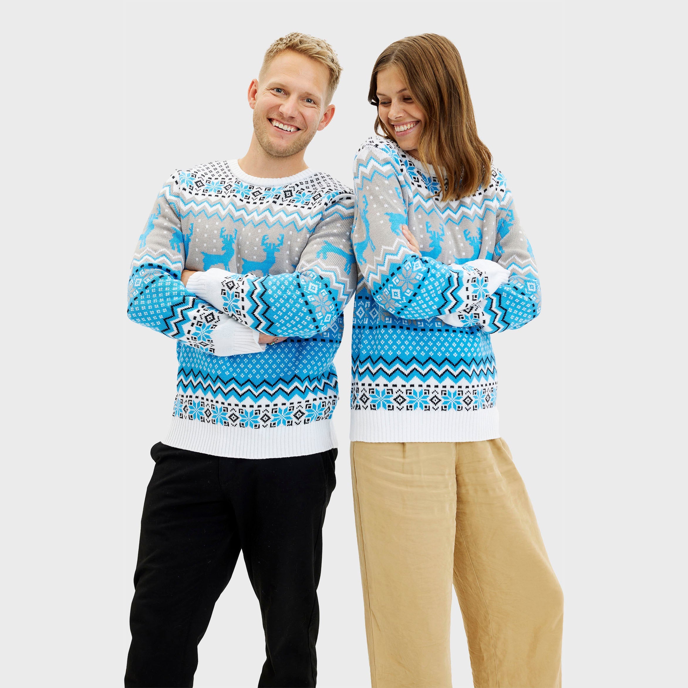 Traditioneller Weihnachtspullover Blau – Herren