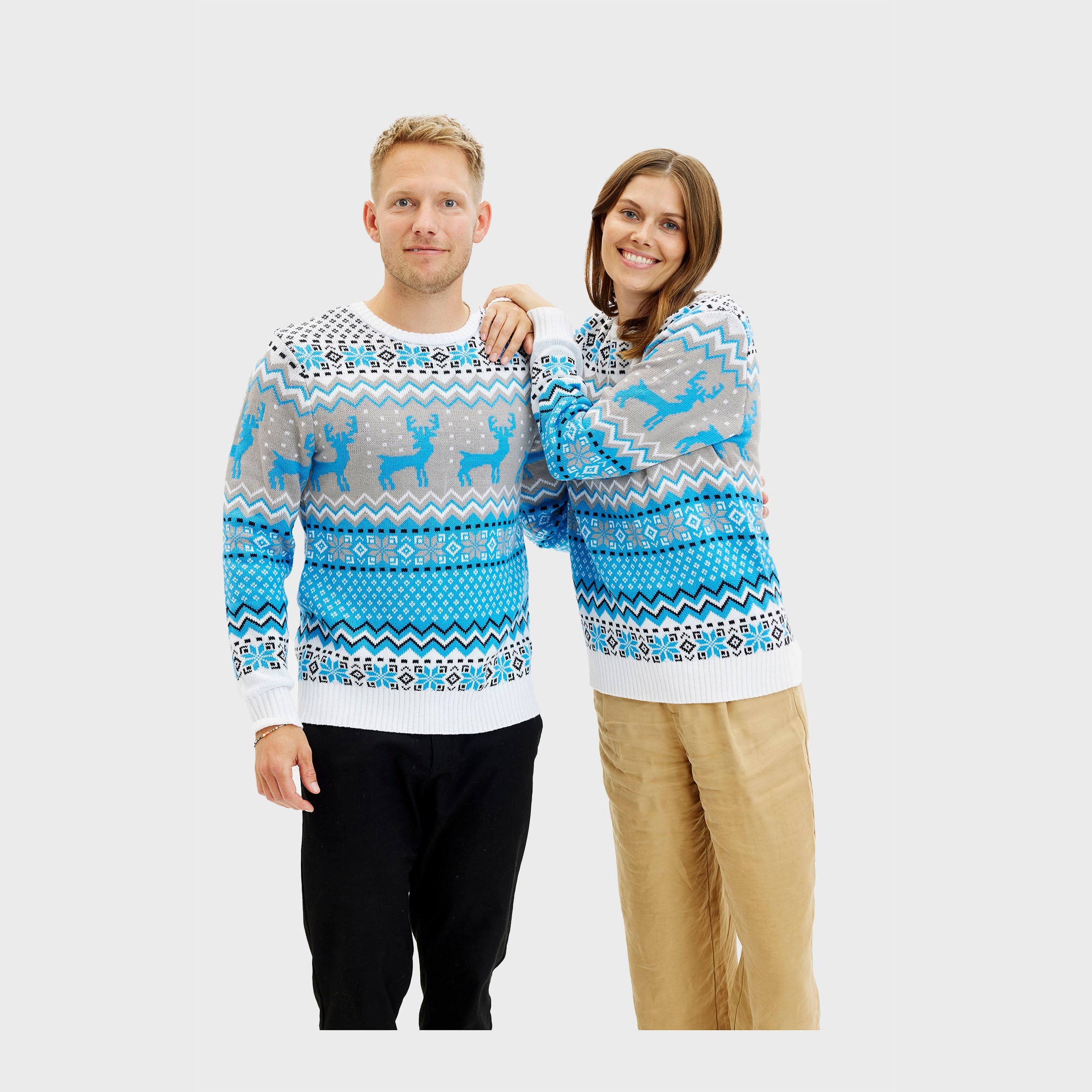 Traditioneller Weihnachtspullover Blau - Damen