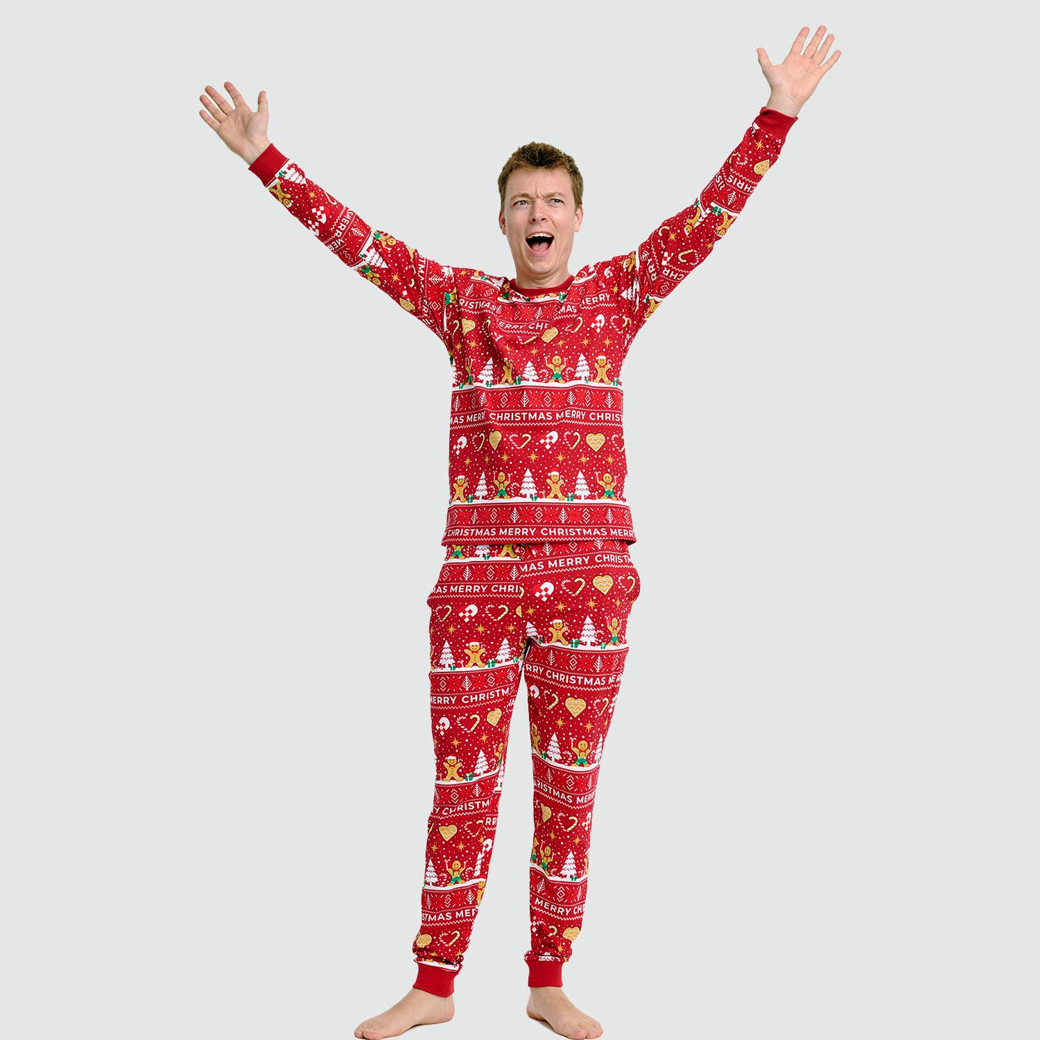 Weihnachtskeks Julepyjama Rot - Herren.