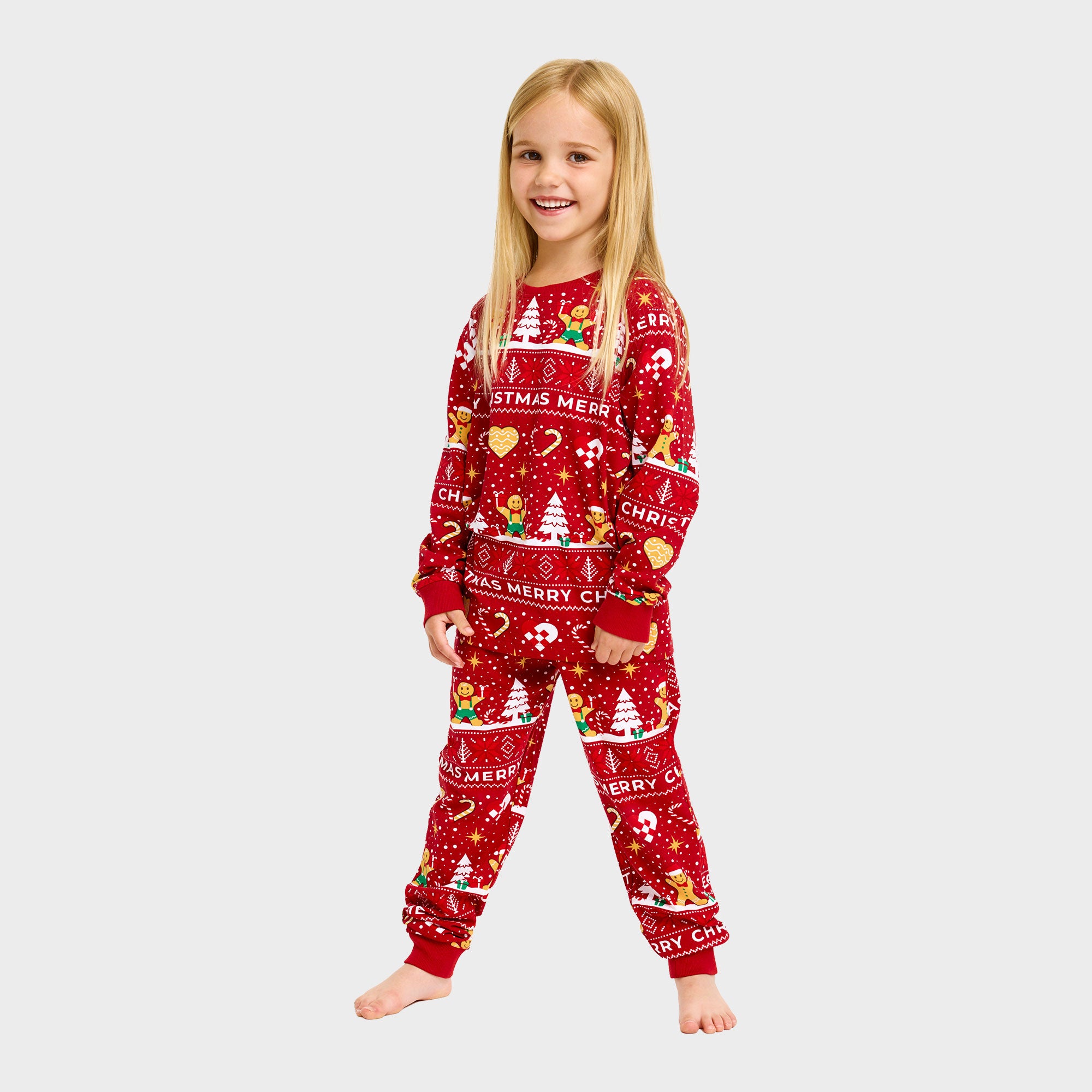 Weihnachtskeks Julepyjama Rot - Kinder.