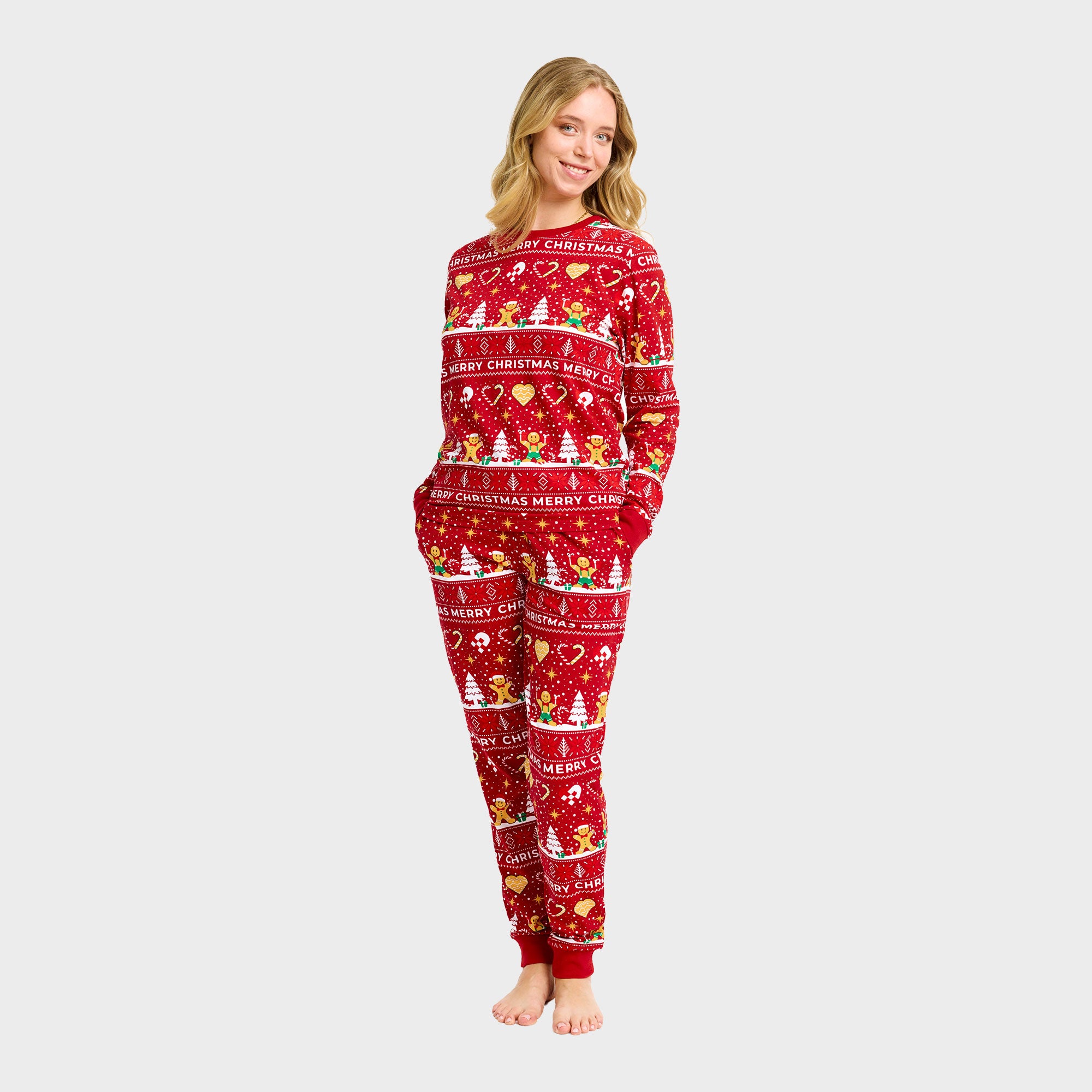 Weihnachtskeks Julepyjama Rot - Damen.