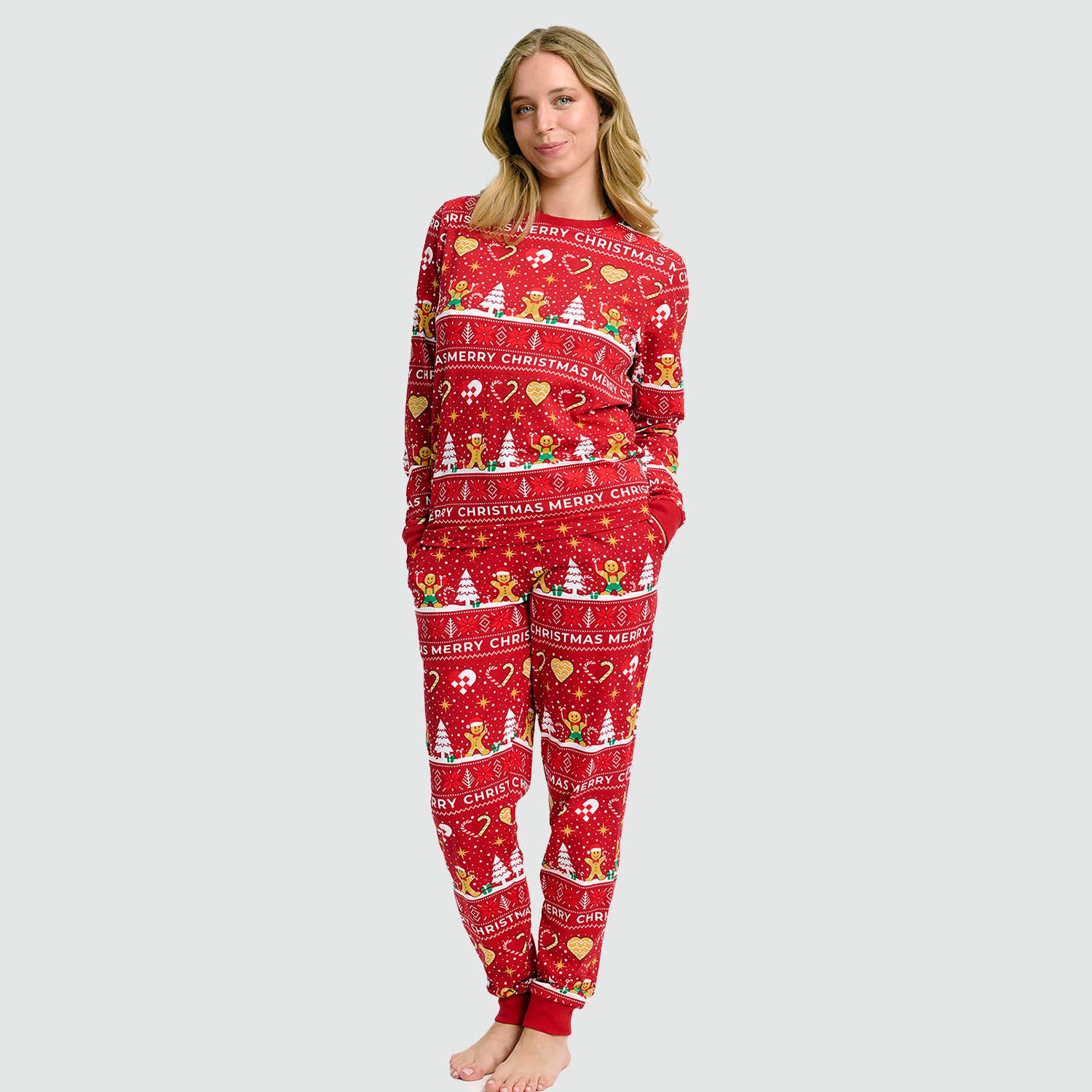 Weihnachtskeks Julepyjama Rot - Damen.