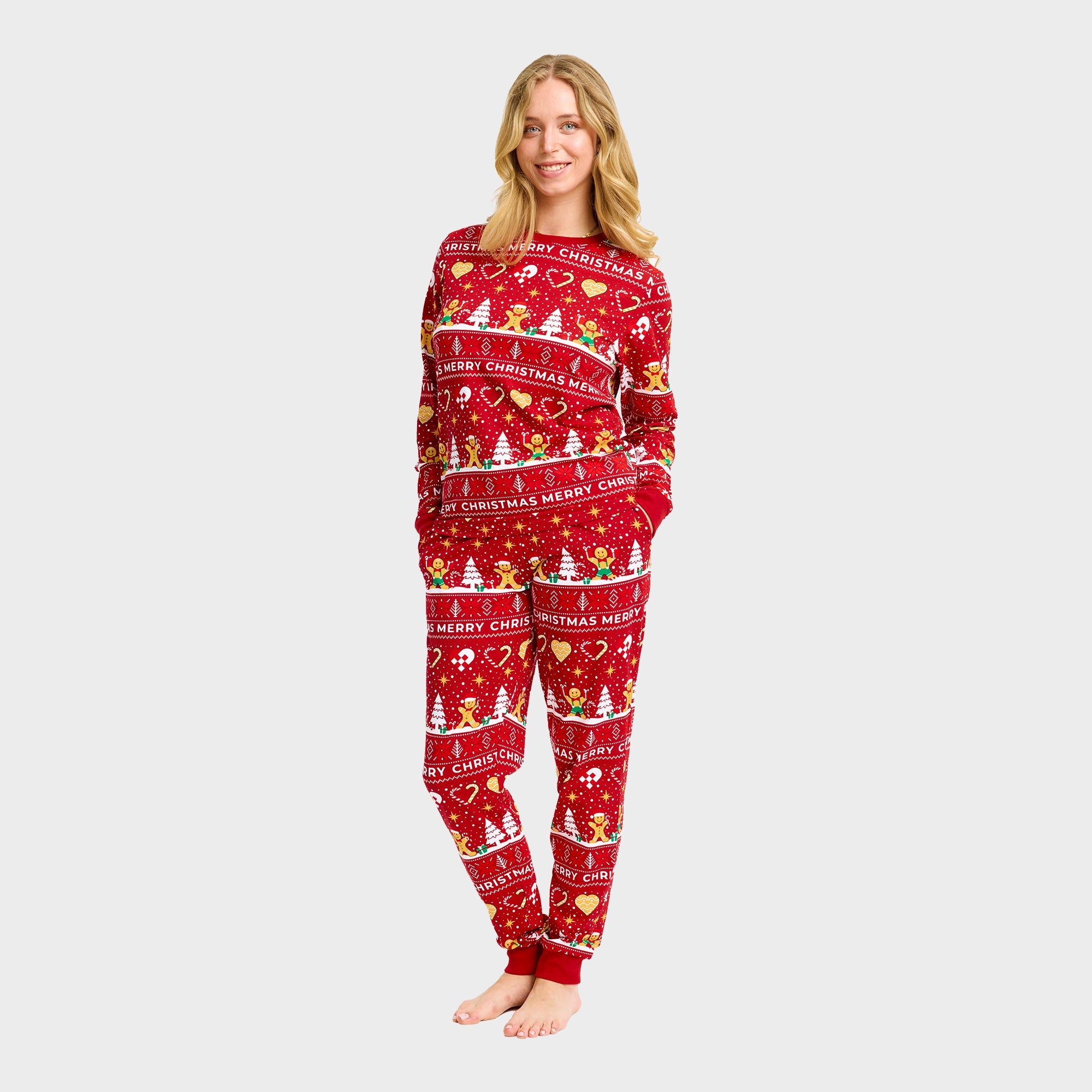 Weihnachtskeks Weihnachtspyjama Rot für Damen