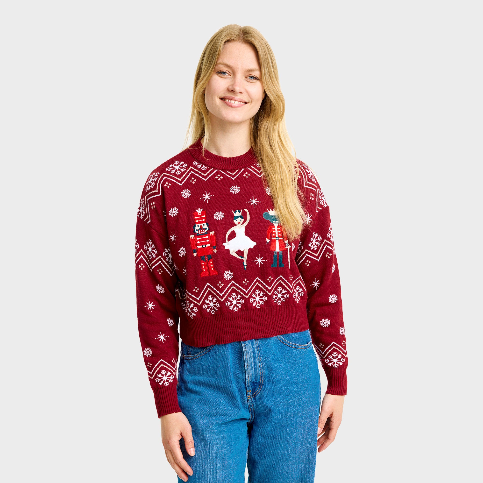 Nussknacker-artiger Weihnachtspullover - Damen