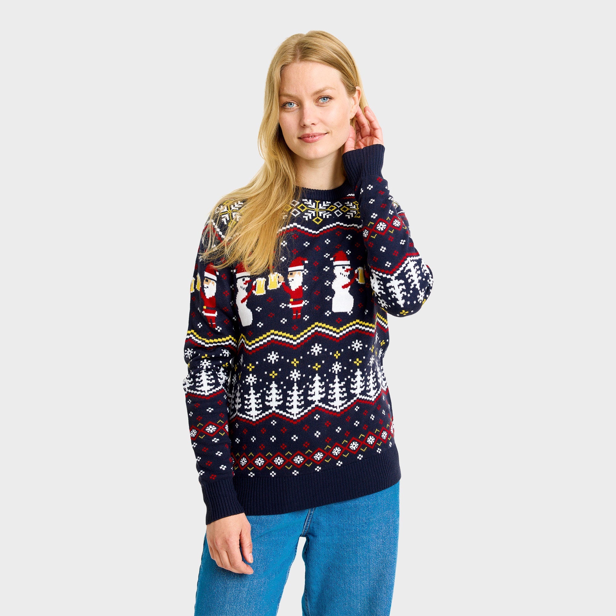 Cheers Santa Weihnachtspullover - Damen
