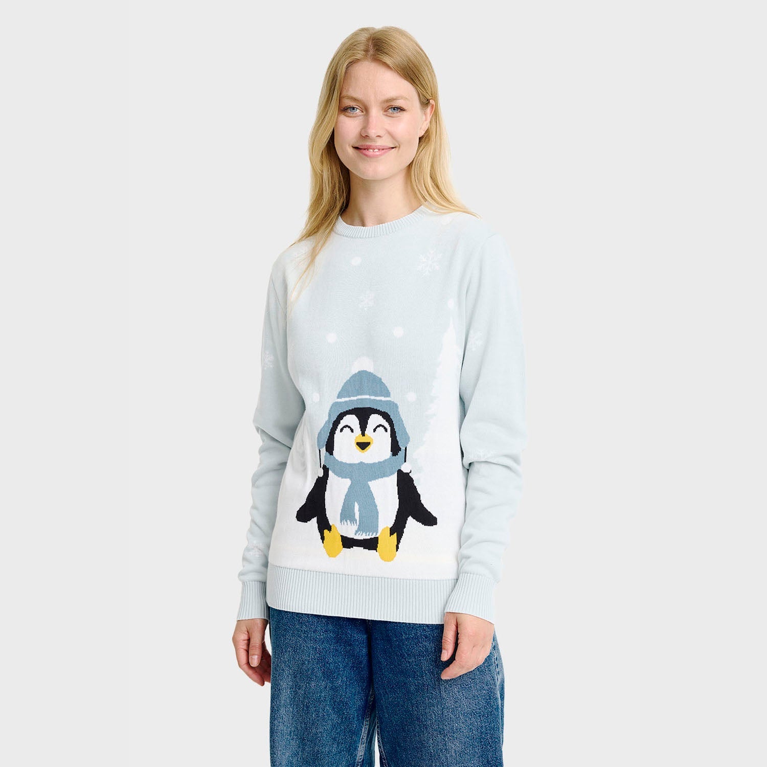 Der süße Pinguin-Weihnachtspullover - Damen.