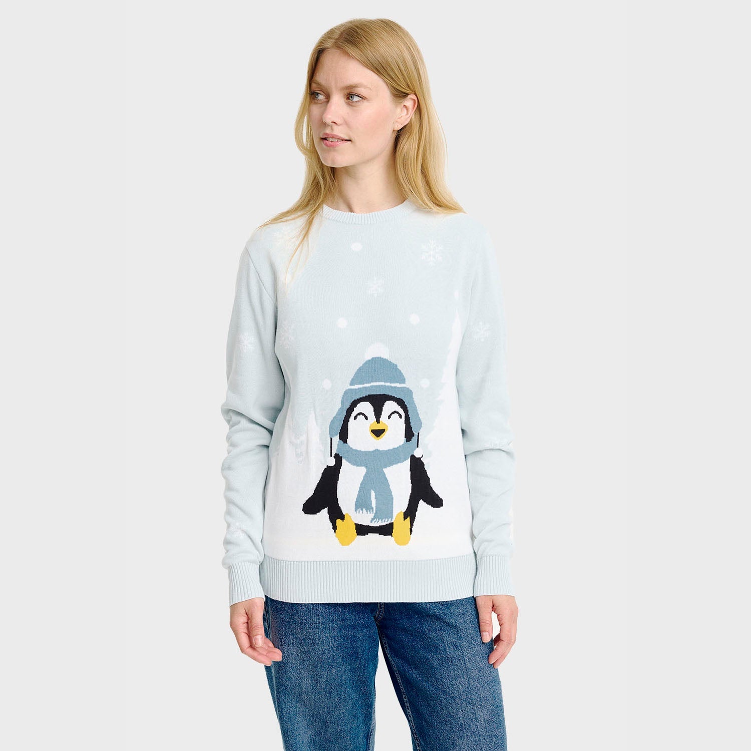 Der süße Pinguin-Weihnachtspullover - Damen.