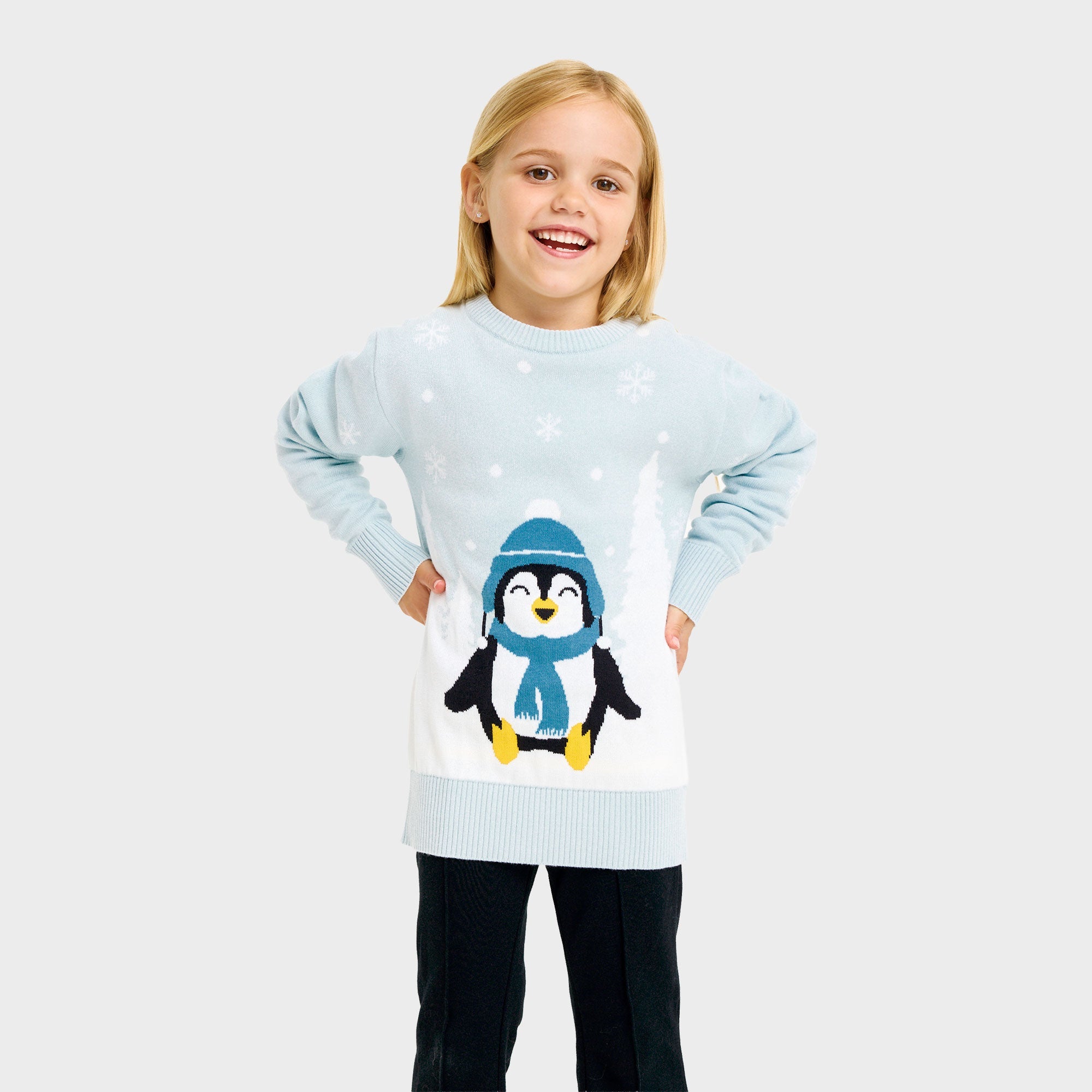 Der süße Pinguin-Weihnachtspullover - Kinder.