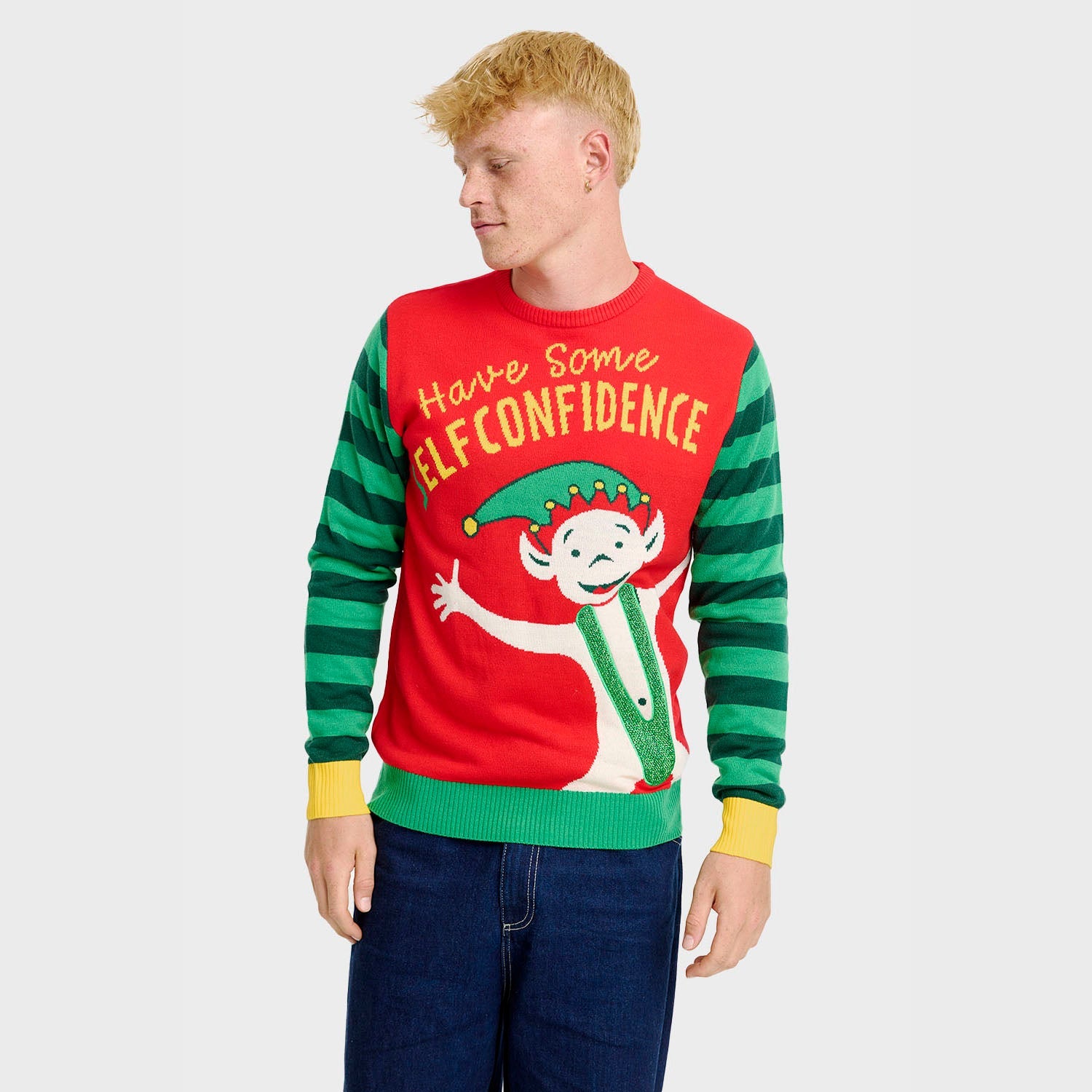 Elf Confidence Weihnachtspullover - Herren.