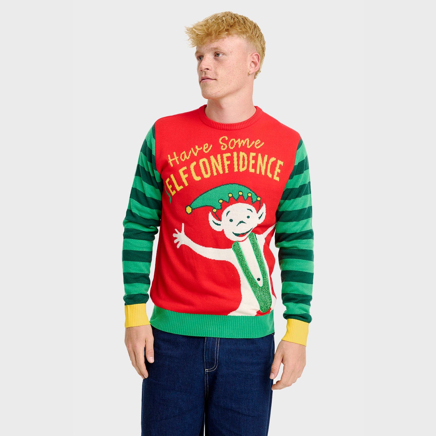 Elf Confidence Weihnachtspullover - Herren.