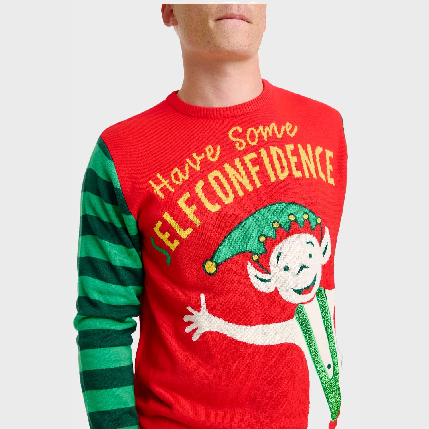 Elf Confidence Weihnachtspullover - Herren.