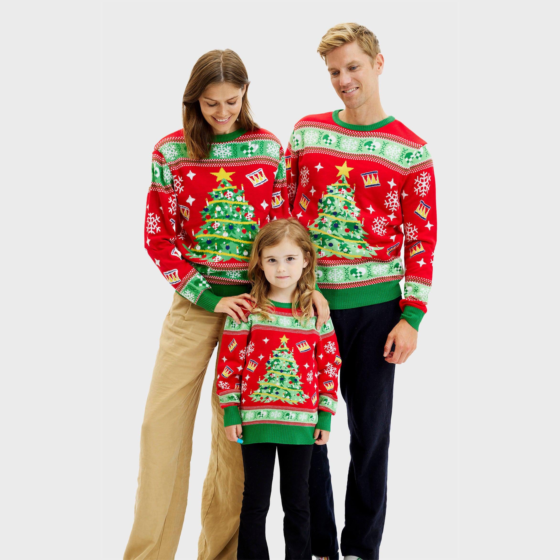 Weihnachtspulli Mit Weihnachtsbaum LED Rot - Herren