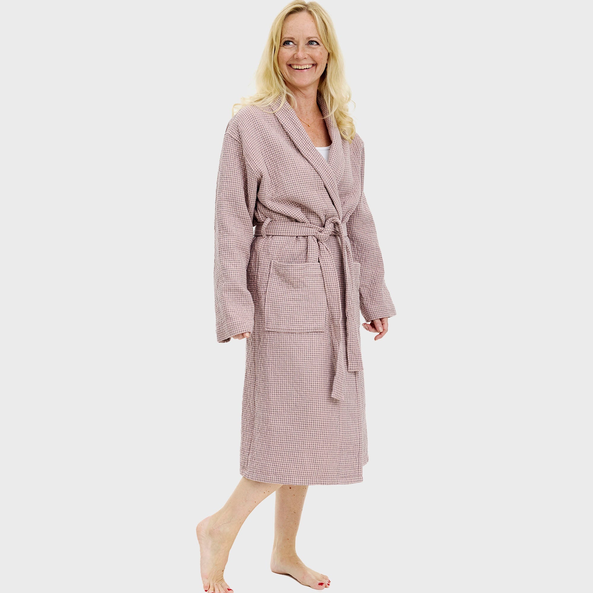 Bademantel rosa kariert - Einheitsgröße