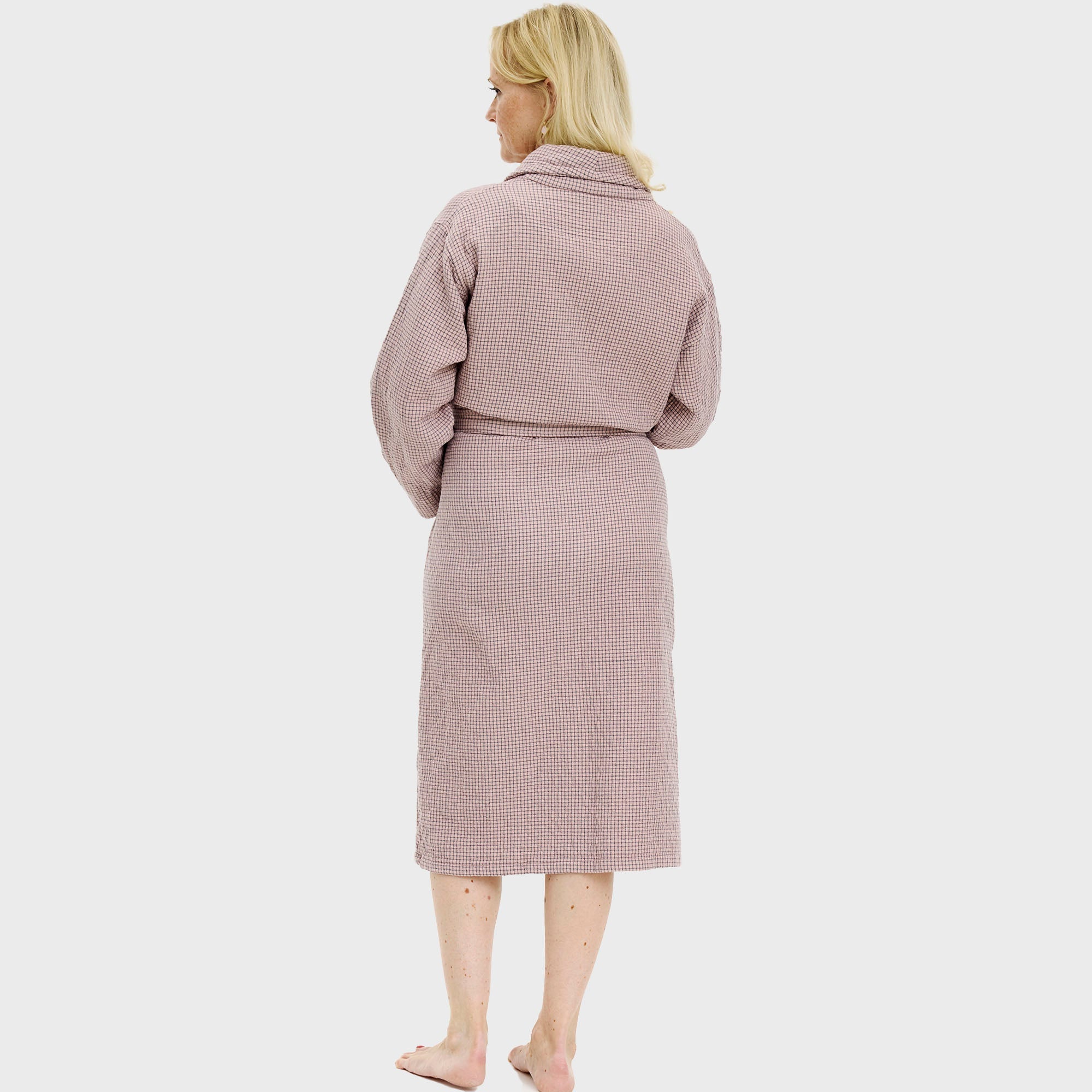 Bademantel rosa kariert - Einheitsgröße