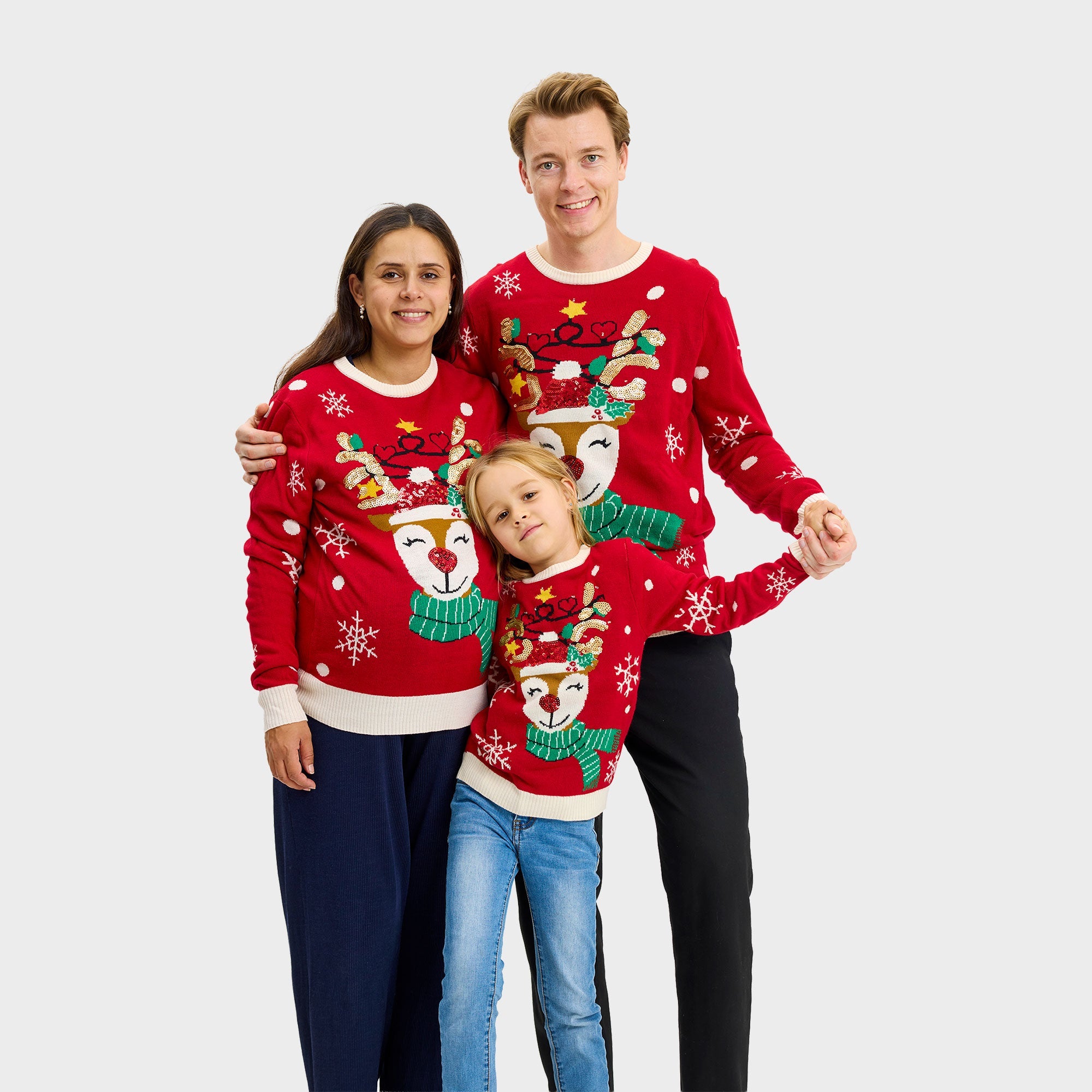 Der süße Rentier-Weihnachtspullover – Kinder