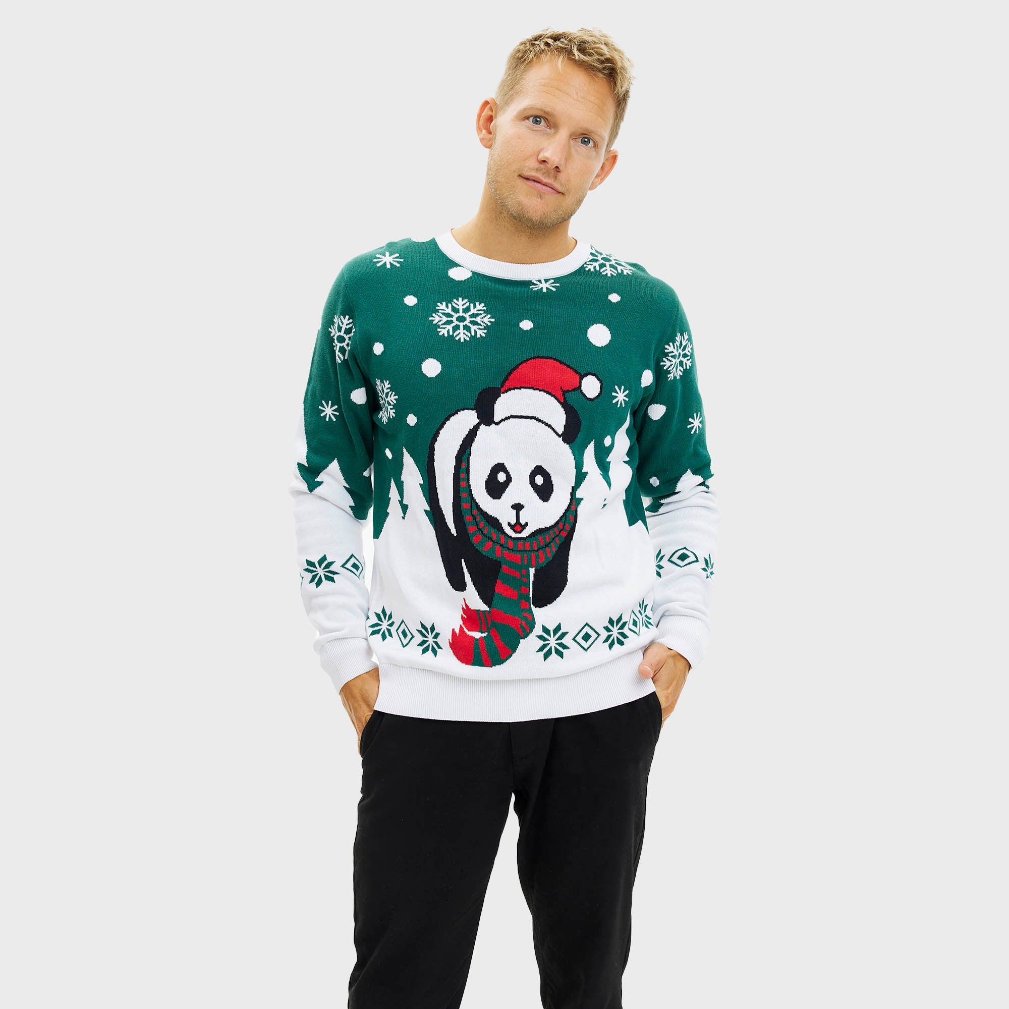 Pandaens Weihnachtspullover - Herren.