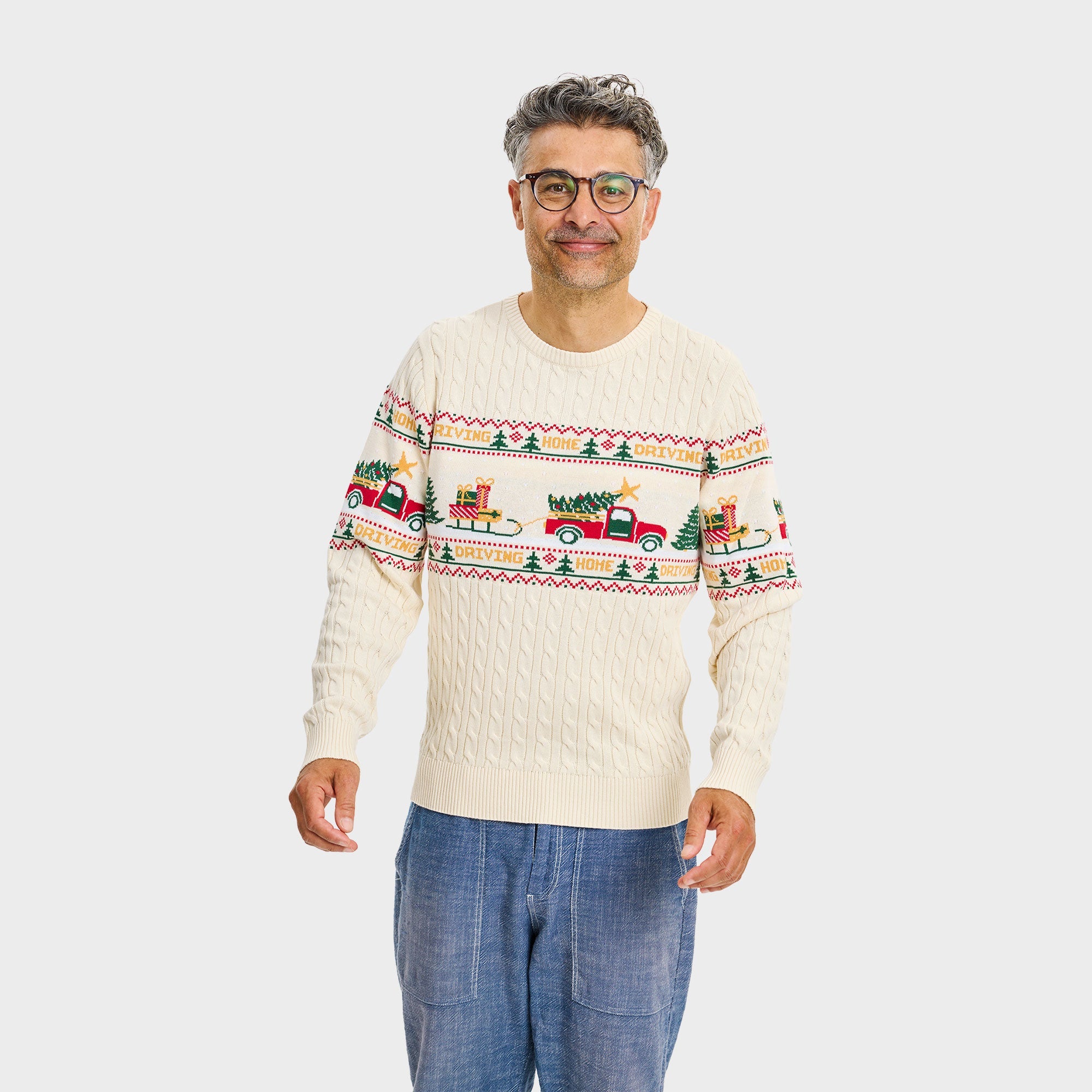 Driving Home Cable Knit Weihnachtspullover - Herren