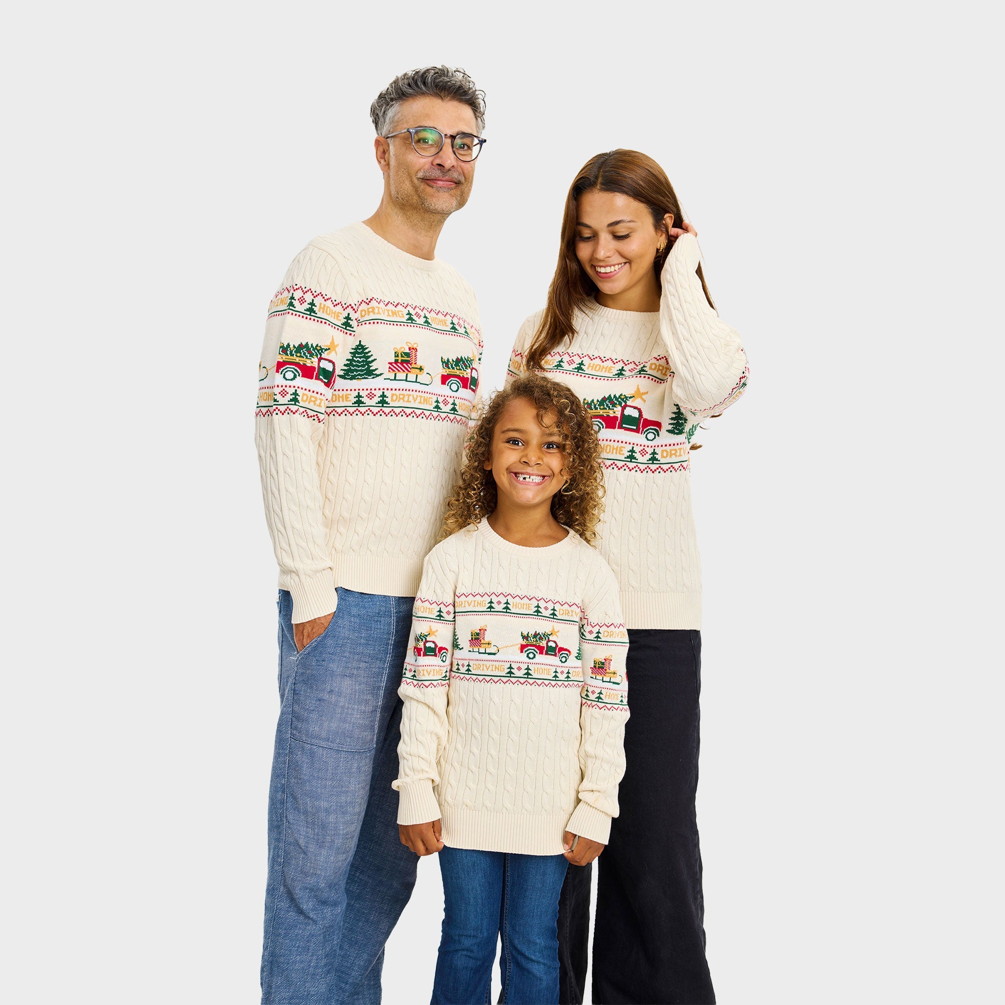 Driving Home Cable Knit Weihnachtspullover - Kinder