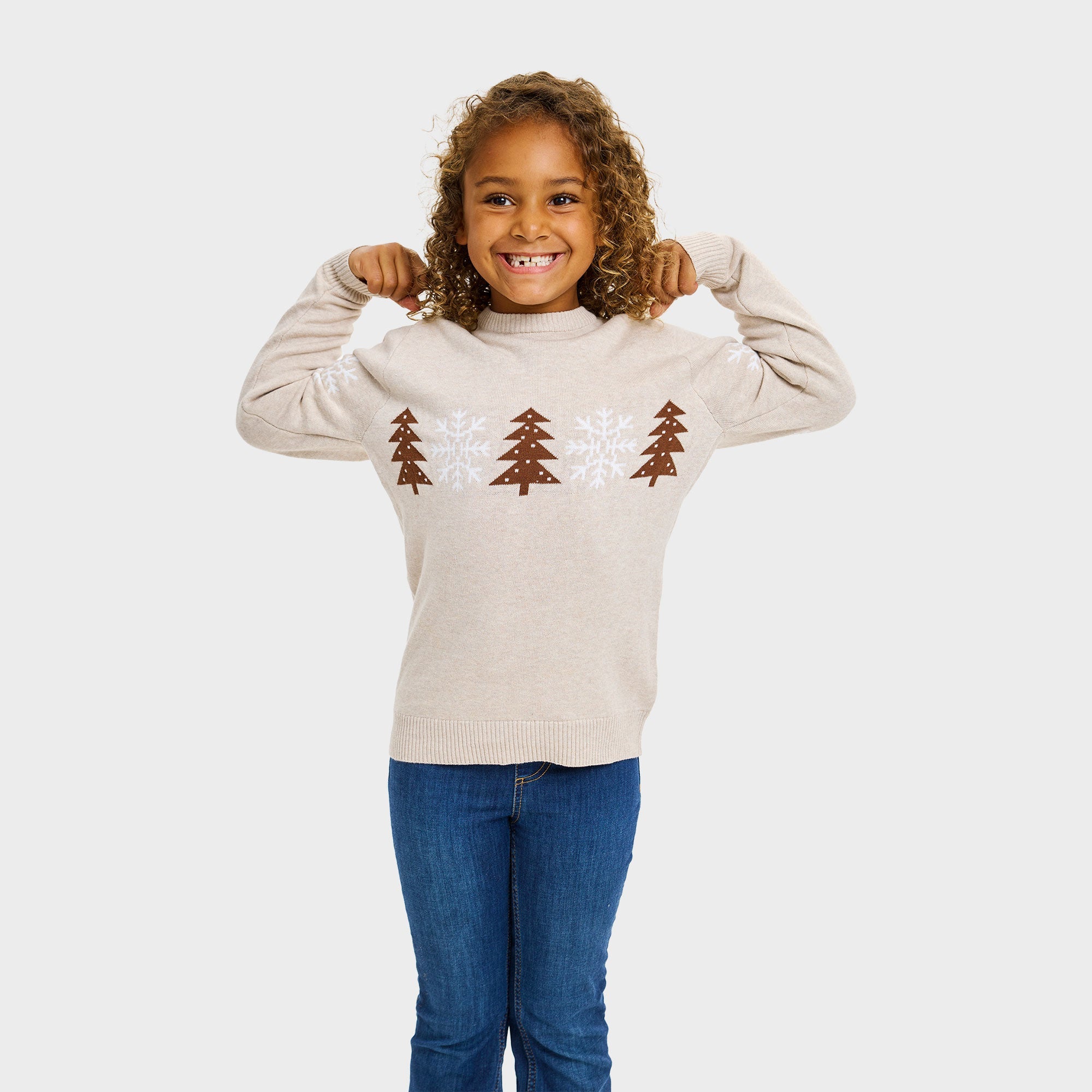 Der beige Winterpullover - Kinder