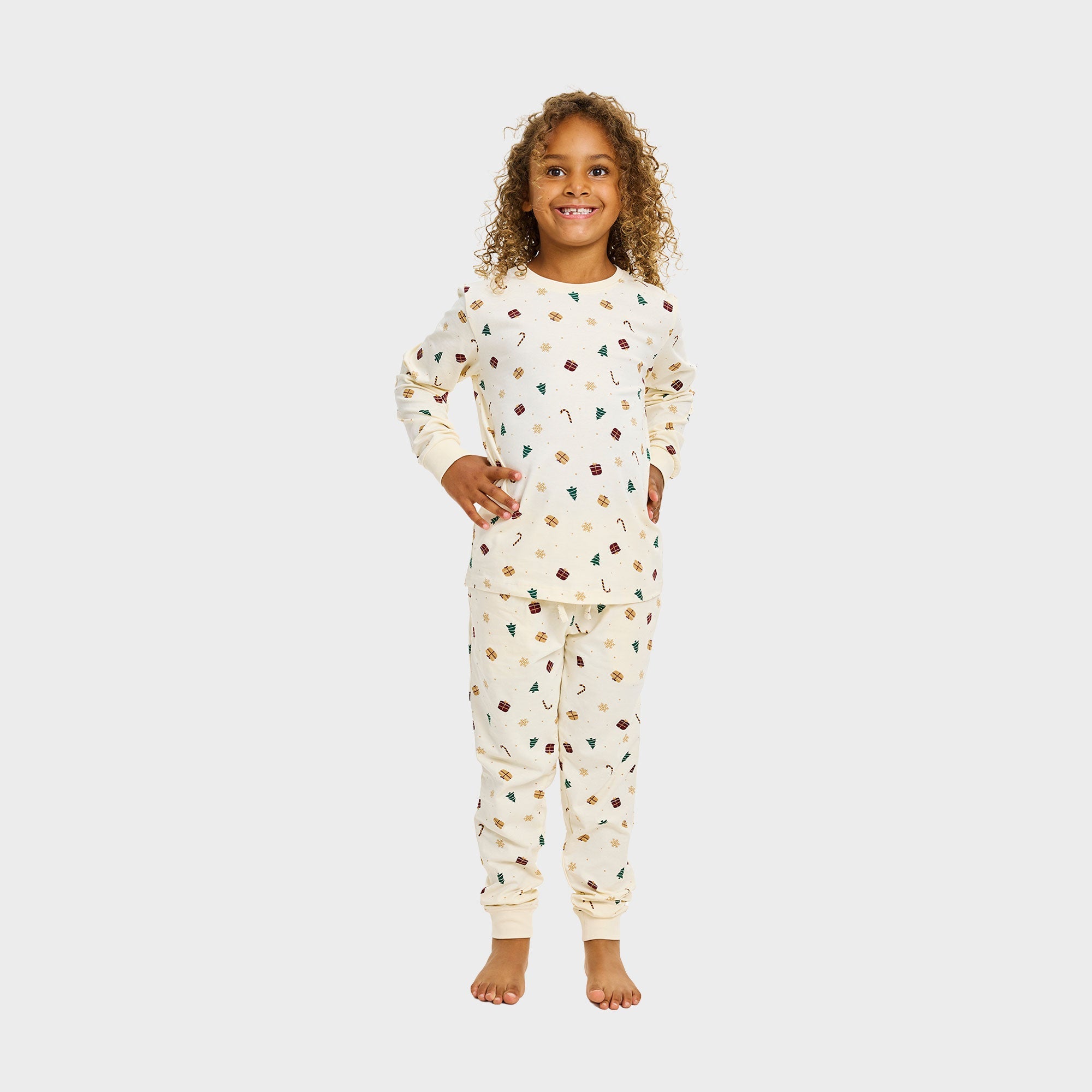 Weihnachtstraum-Pyjama Beige - Kinder