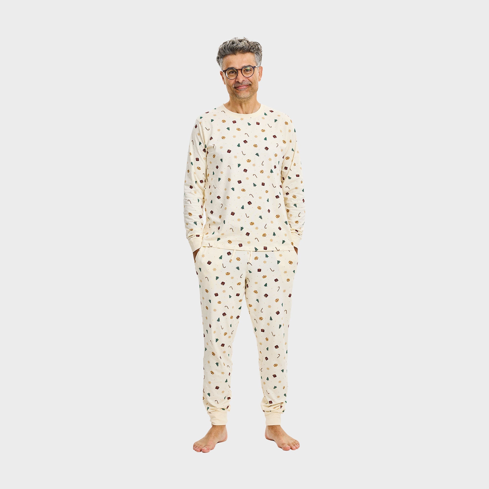 Weihnachtstraum-Pyjama Beige - Herren