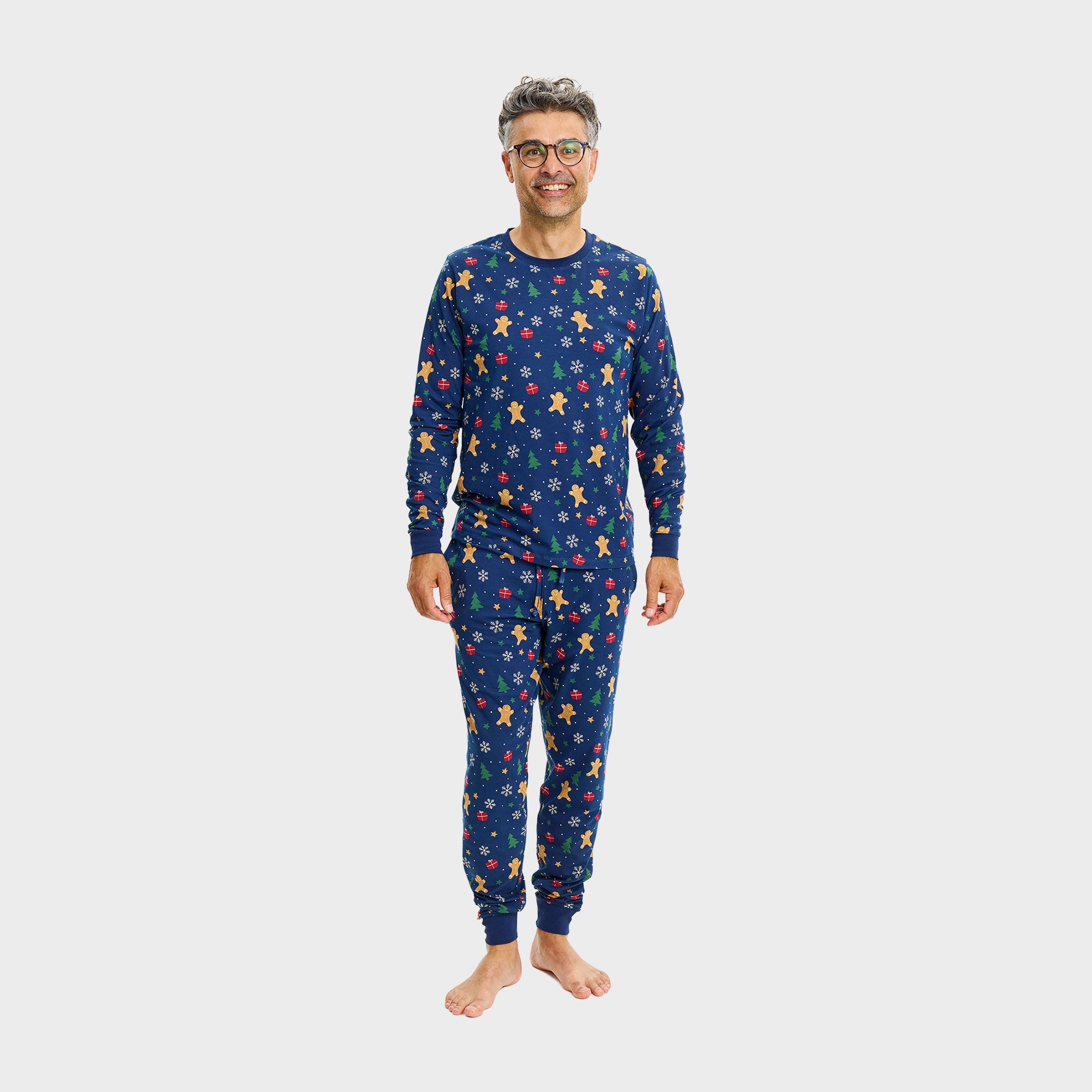 Gingerbread Weihnachtspyjama Navy - Herren