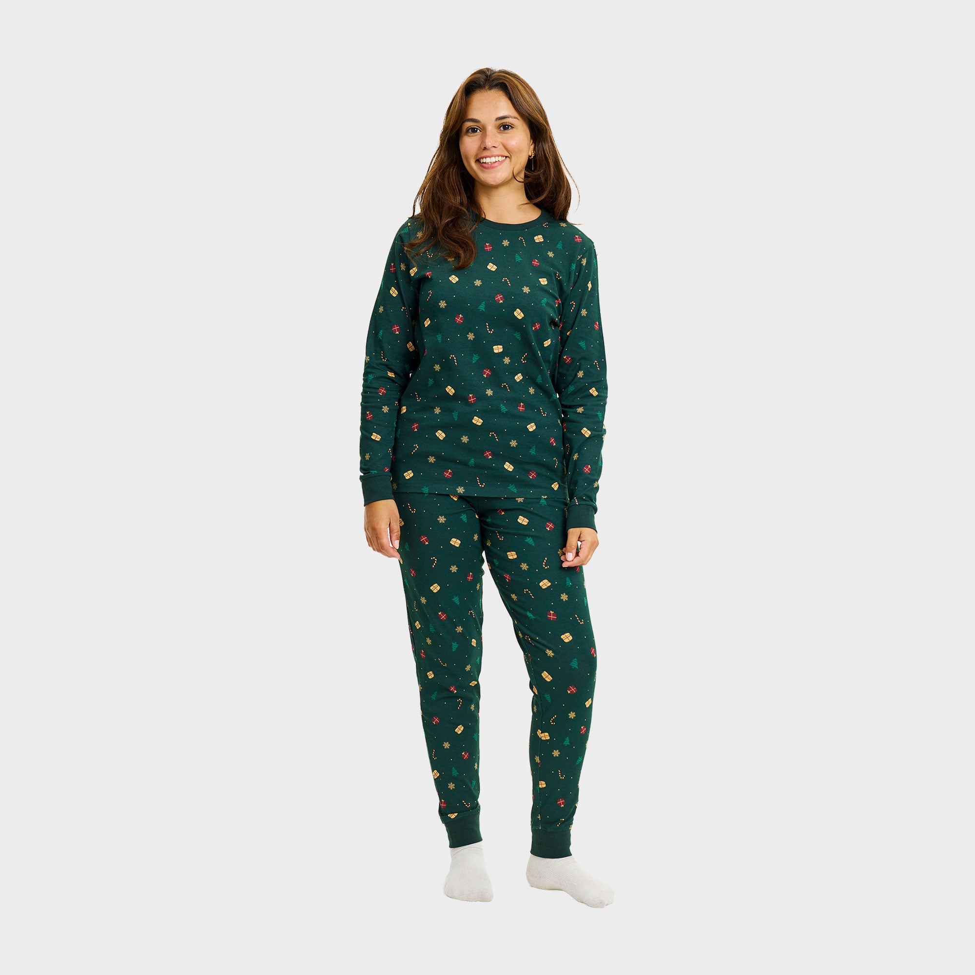 Weihnachtstraum-Pyjama Grün - Damen