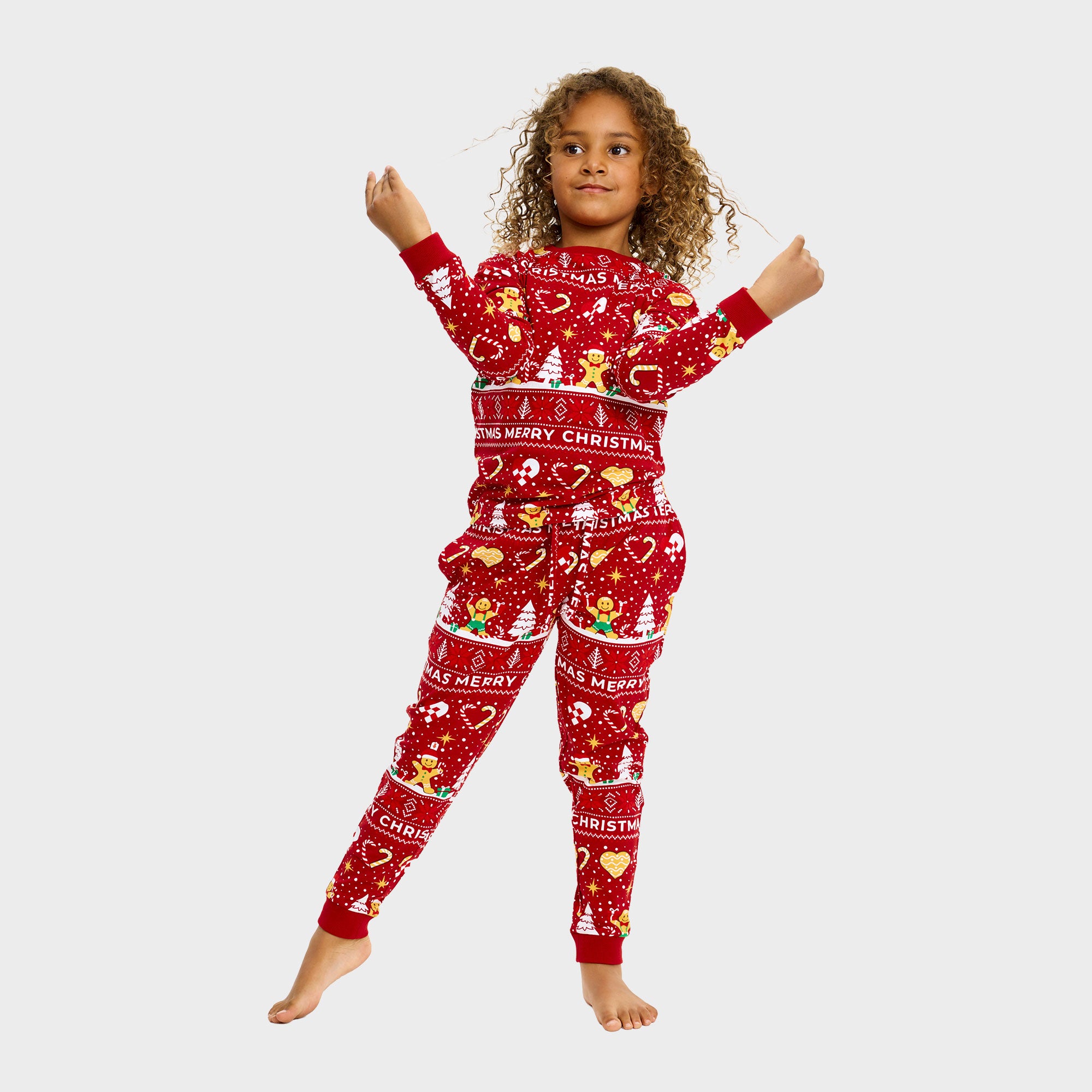 Weihnachtskeks Julepyjama Rot - Kinder.