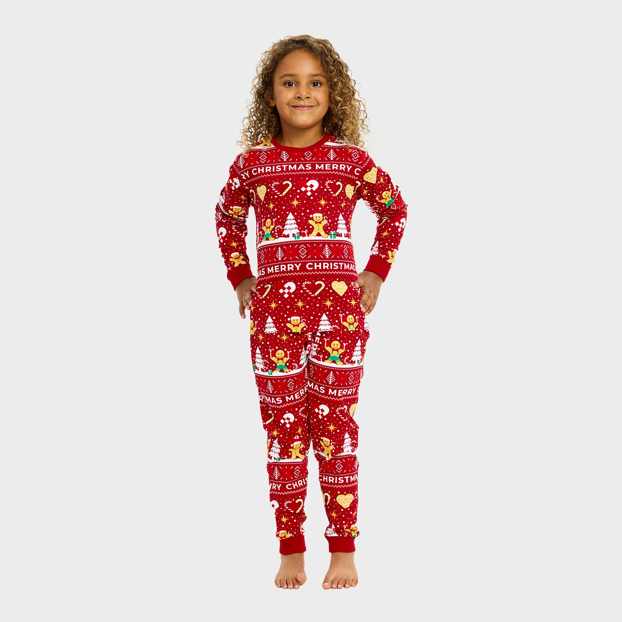 Weihnachtskeks Julepyjama Rot - Kinder.