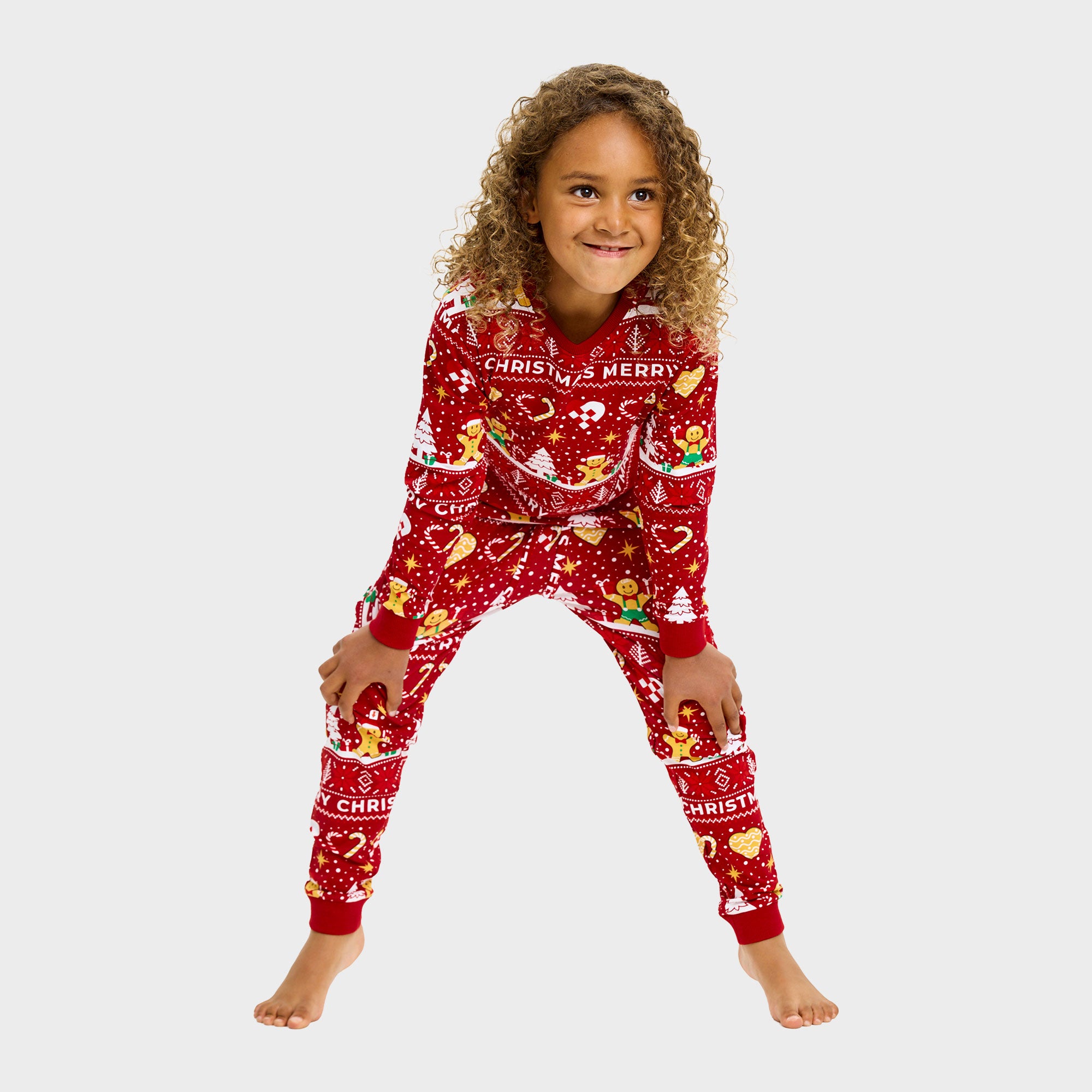 Weihnachtskeks Julepyjama Rot - Kinder.