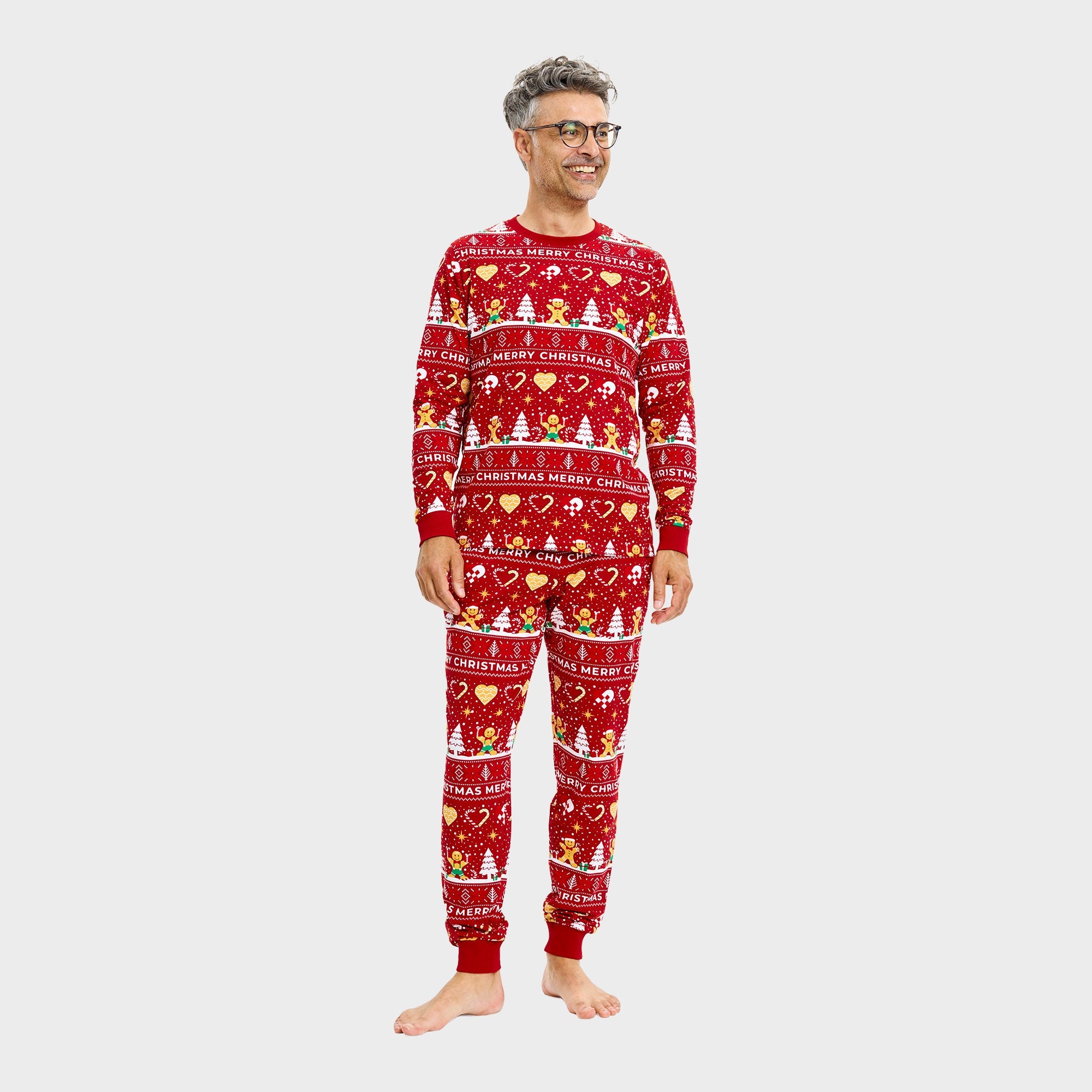 Weihnachtskeks Weihnachtspyjama Rot für Herren