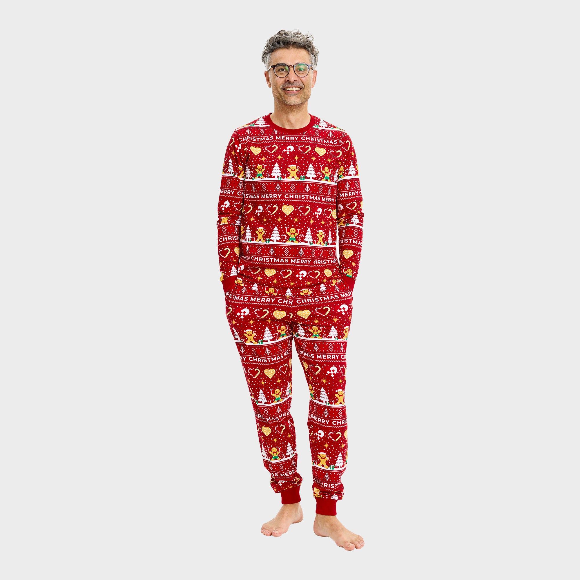 Weihnachtskeks Julepyjama Rot - Herren.