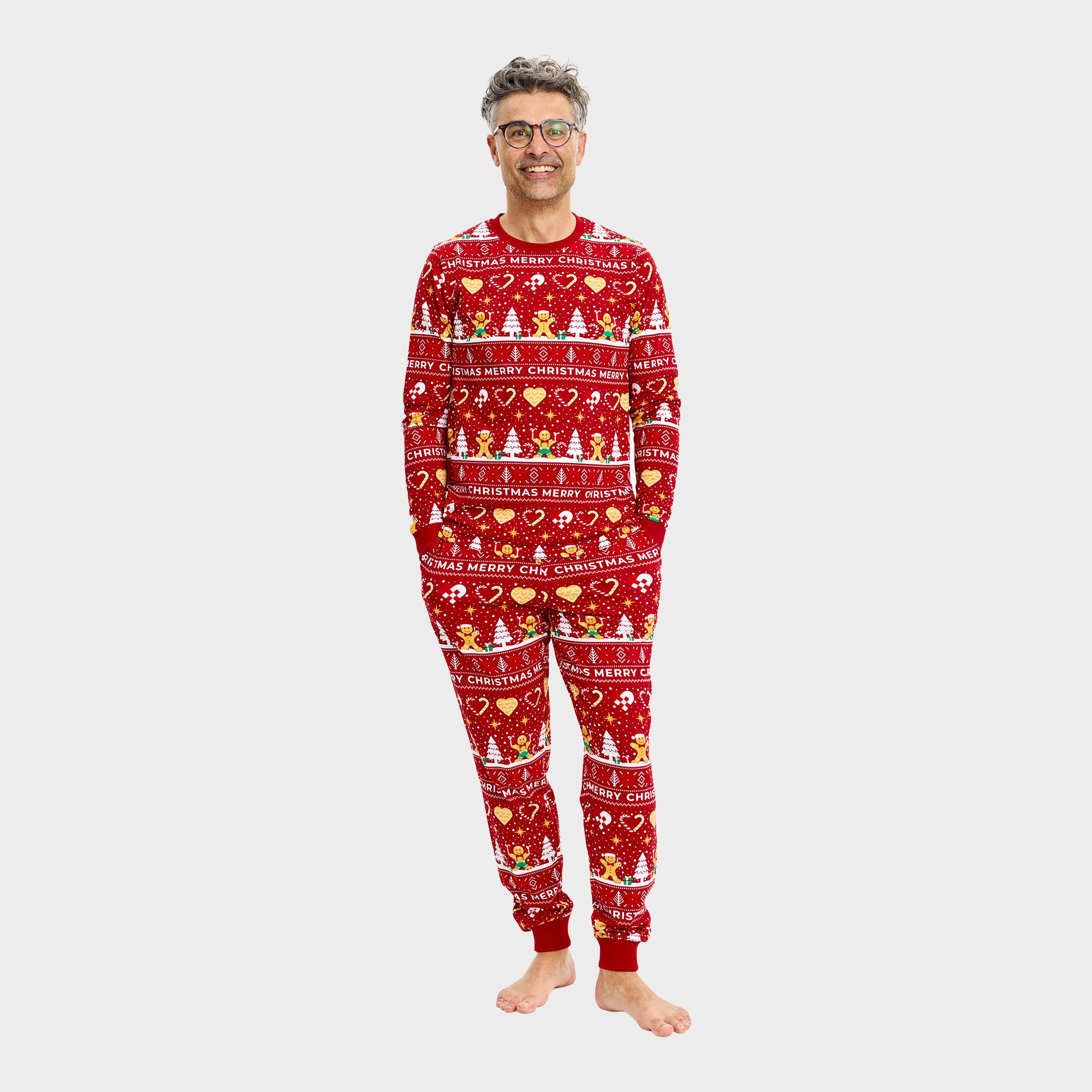 Weihnachtskeks Julepyjama Rot - Herren.