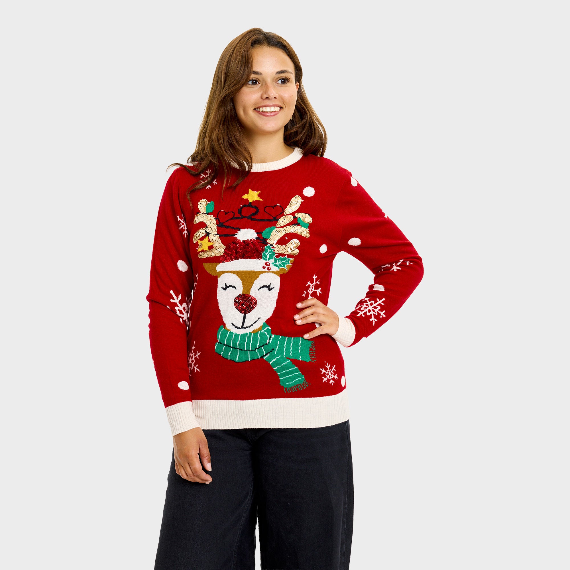 Der süße Rentier-Weihnachtspullover – Damen