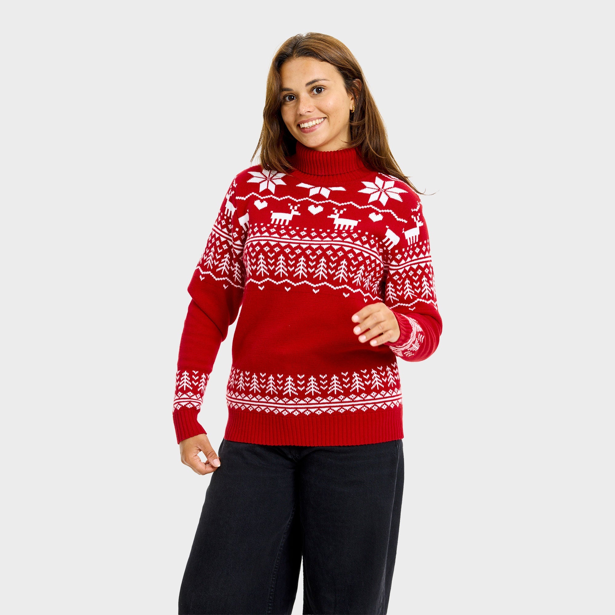 Der grönländische Weihnachtspullover für Damen in Rot