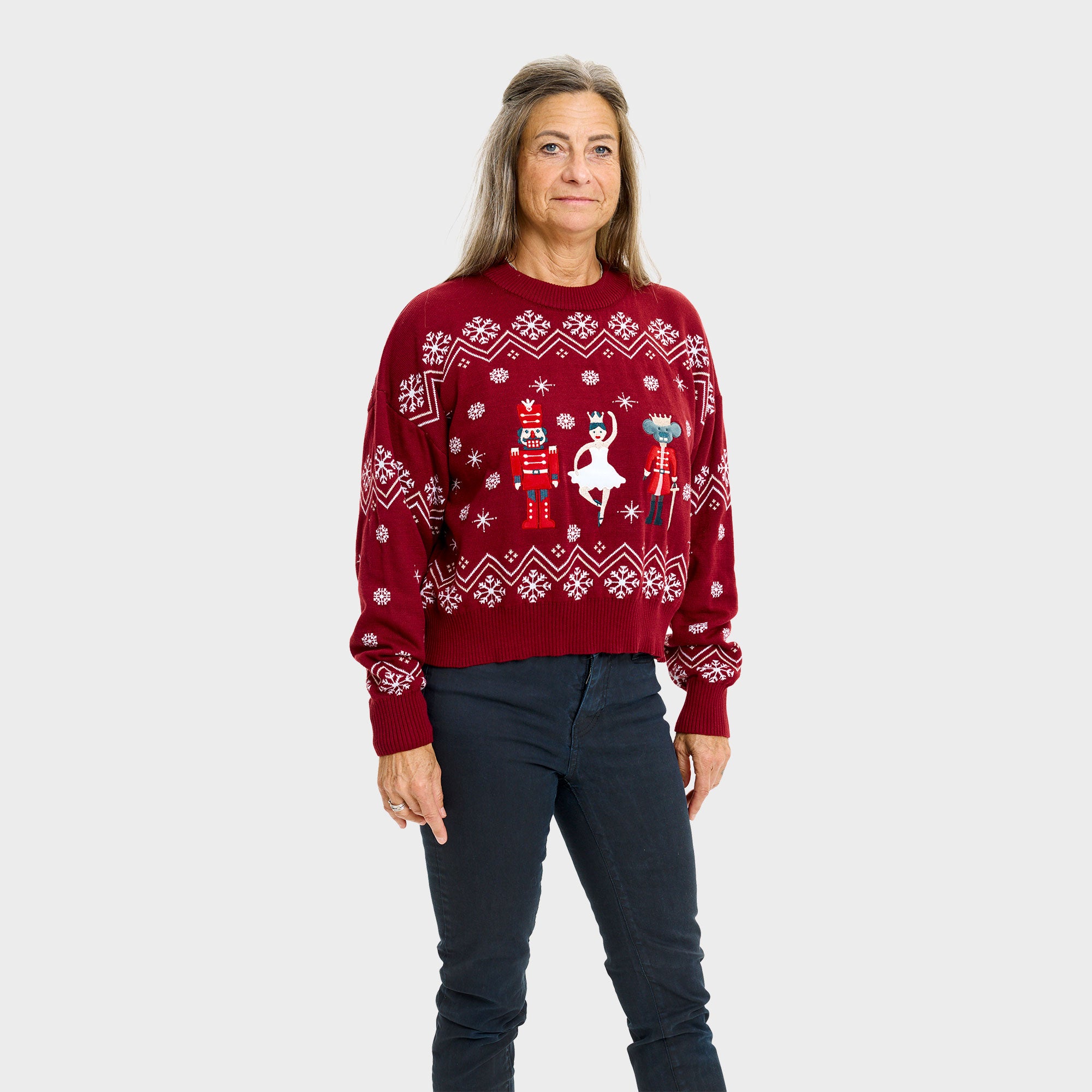 Nussknacker-artiger Weihnachtspullover - Damen