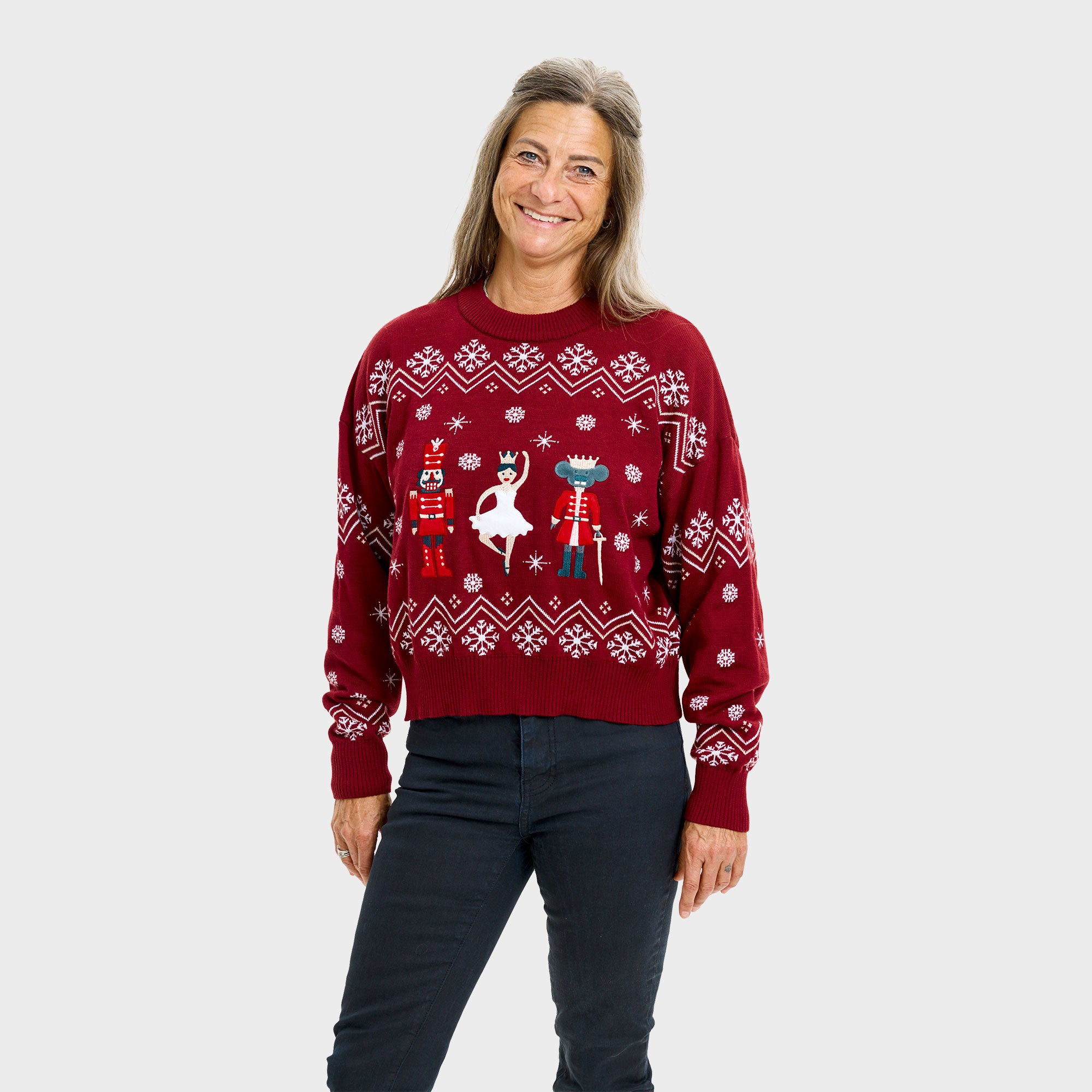 Nussknacker-artiger Weihnachtspullover - Damen